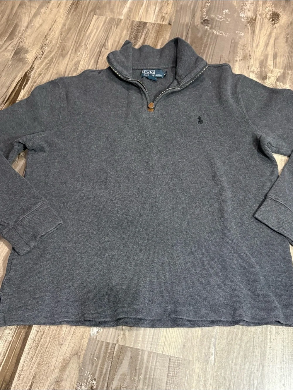 Polo Ralph Lauren quarter-zip cotton pullover charcoal gray SZ M